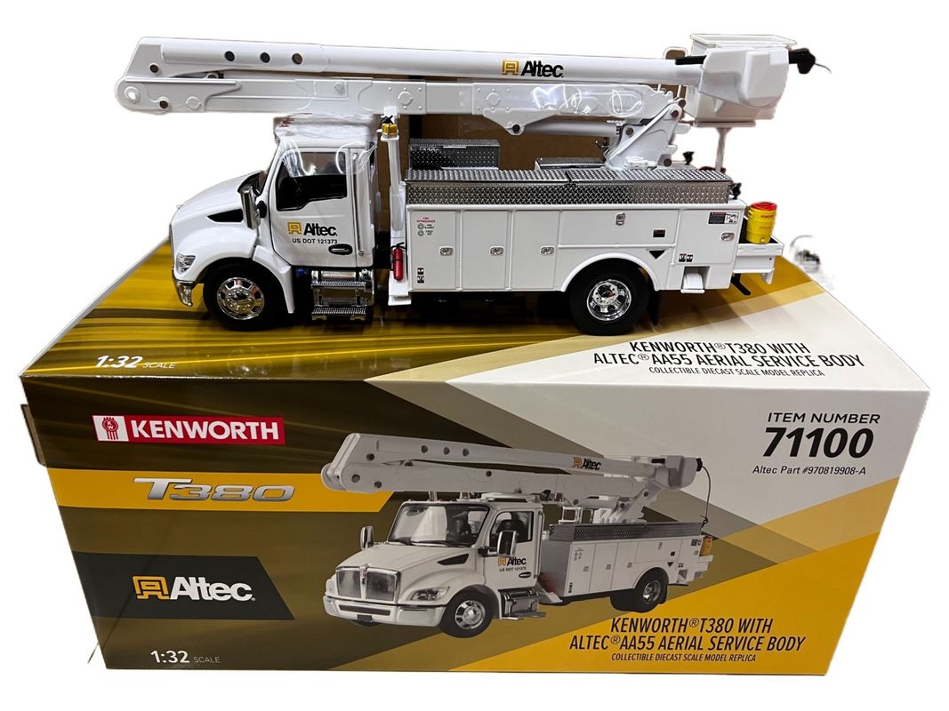 DM 1/32 Kenworth T380 항공 작업 플랫폼 트럭 합금 건설 차량 모델 71100
