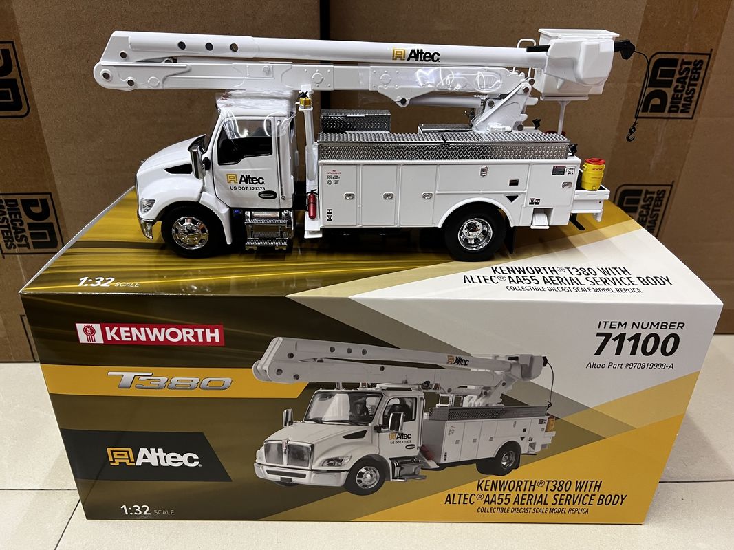 DM 1/32 Kenworth T380 항공 작업 플랫폼 트럭 합금 건설 차량 모델 71100